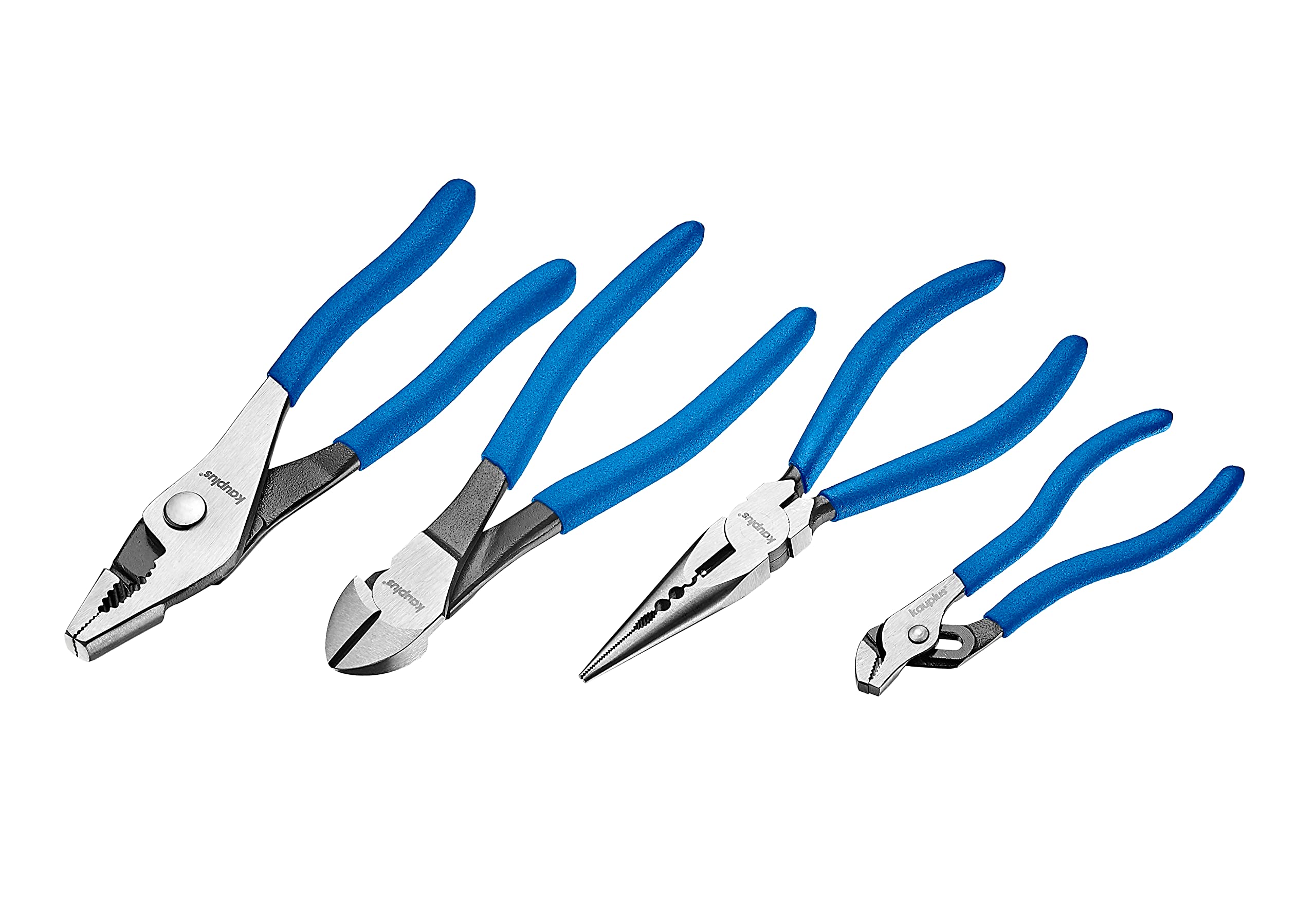 4-Piece Pliers Set with Tool Roll - Water Pump Pliers, Slip Joint Pliers, Diagonal Cutters & Long Nose Pliers for Plumbing, Electrical & DIY Projects