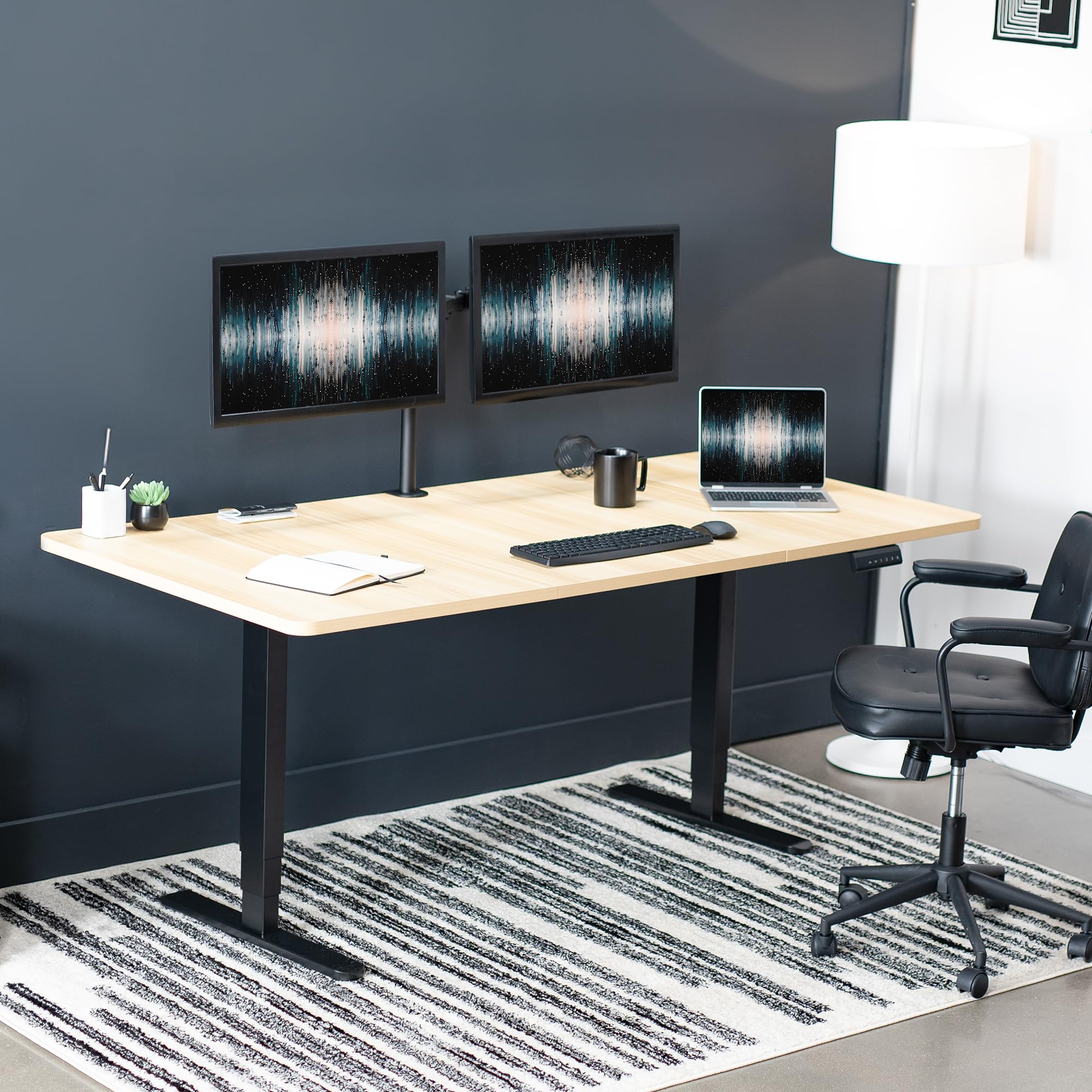 VIVO Electric 71 x 36 Inch Adjustable Height Standing Desk with Dual Motor & Memory Controller, Light Wood Top & Black Frame (DESK-KIT-2B7C-36) - Perfect for Home Office, Gaming Setup, and Workspace Ergonomics