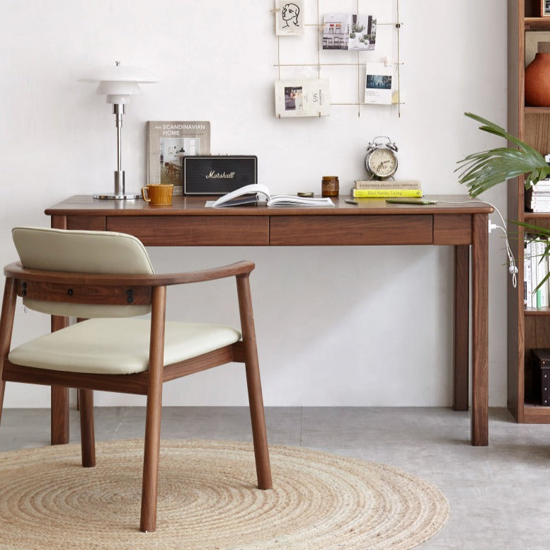 Premium Solid Wood Office Desk - Black Walnut, Oak & Ash Options | Modern Home Office & Executive Workspace Furniture
