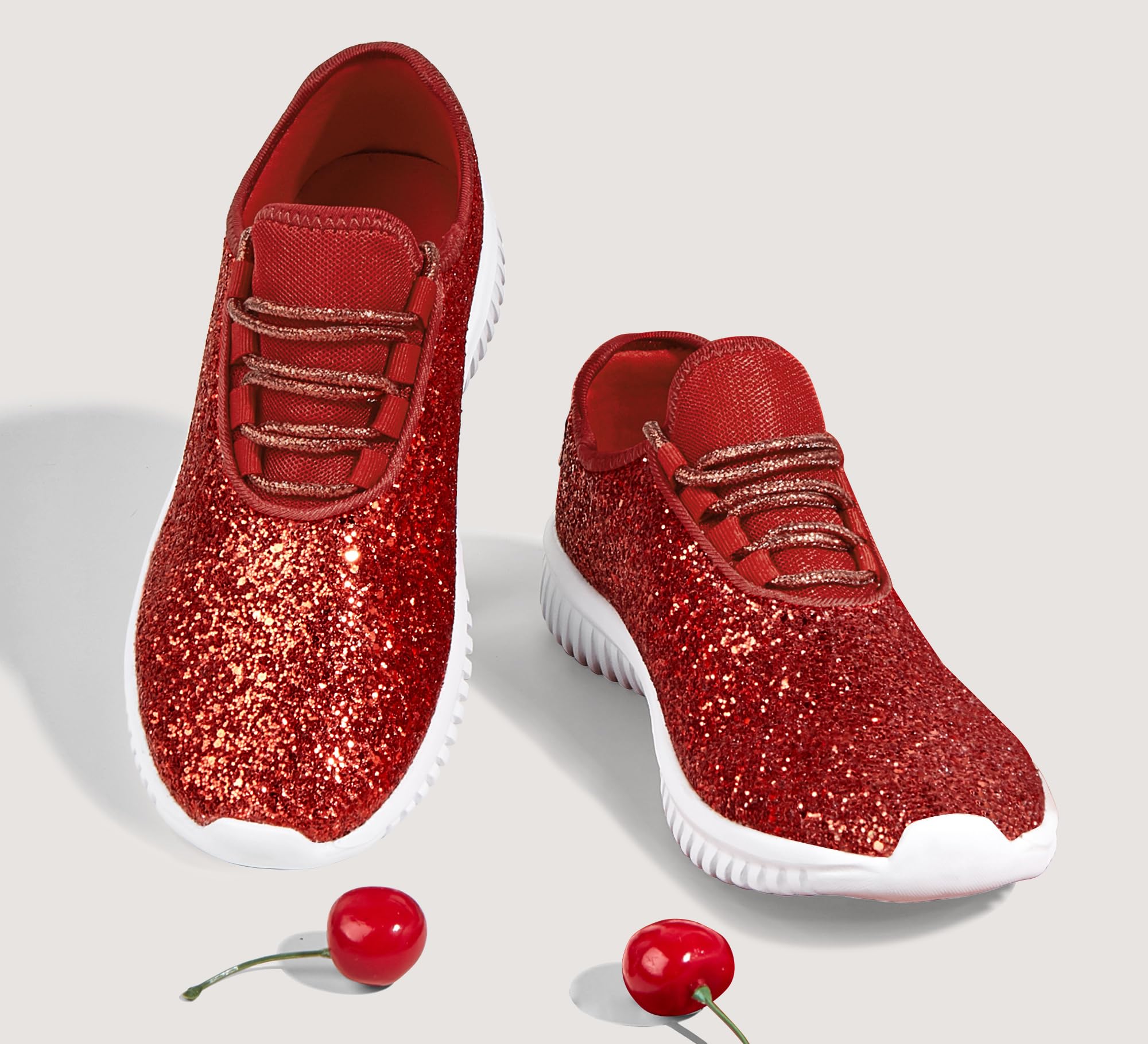 K KIP WOK Women's Fashion Glitter Slip-On Sneakers - Lightweight Running Shoes for Tennis, Walking & Casual Wear | Perfect for Gym, Workout & Everyday Comfort