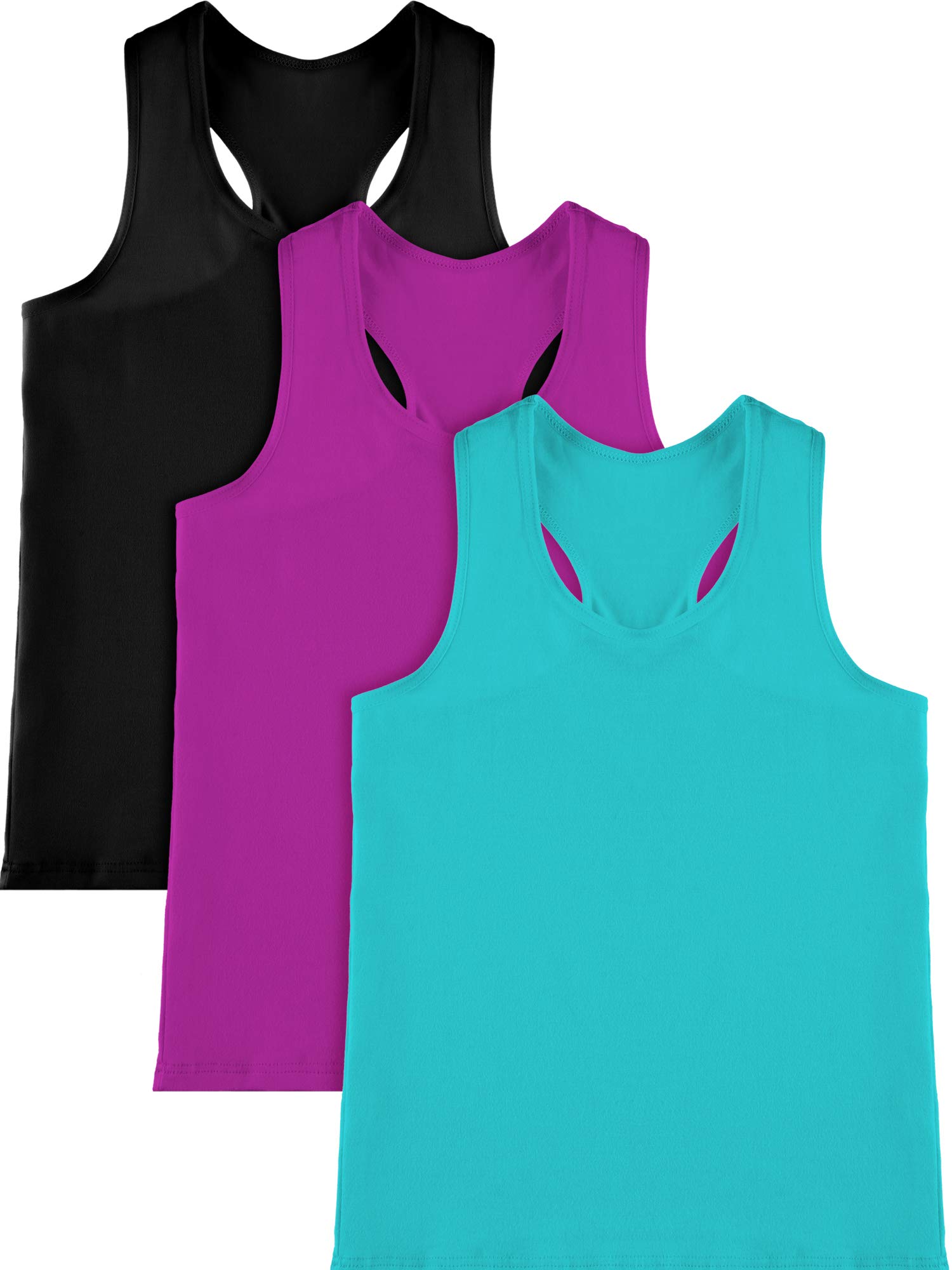 Boao 3-Piece Girls Dance Tank Top Set - Racerback Crop Tops for Ballet, Gymnastics & Dancewear | Sleeveless Performance Outfit for Kids Dance Classes & Recitals
