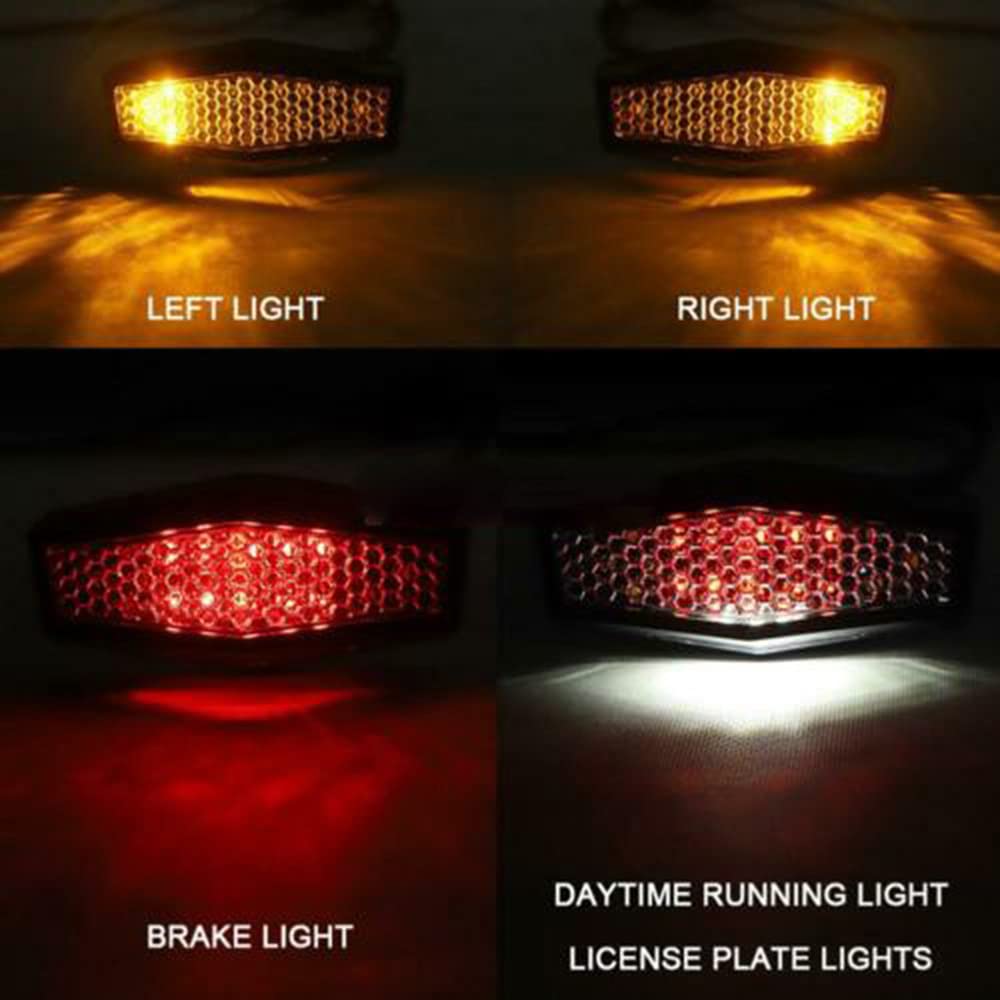 12V LED Universal Motorcycle Integrated Brake Tail Light with Turn Signals & License Plate Lamp - Compatible with Honda, Street Bikes & Scooters - Perfect for Night Riding, Safety Enhancement & Custom Builds