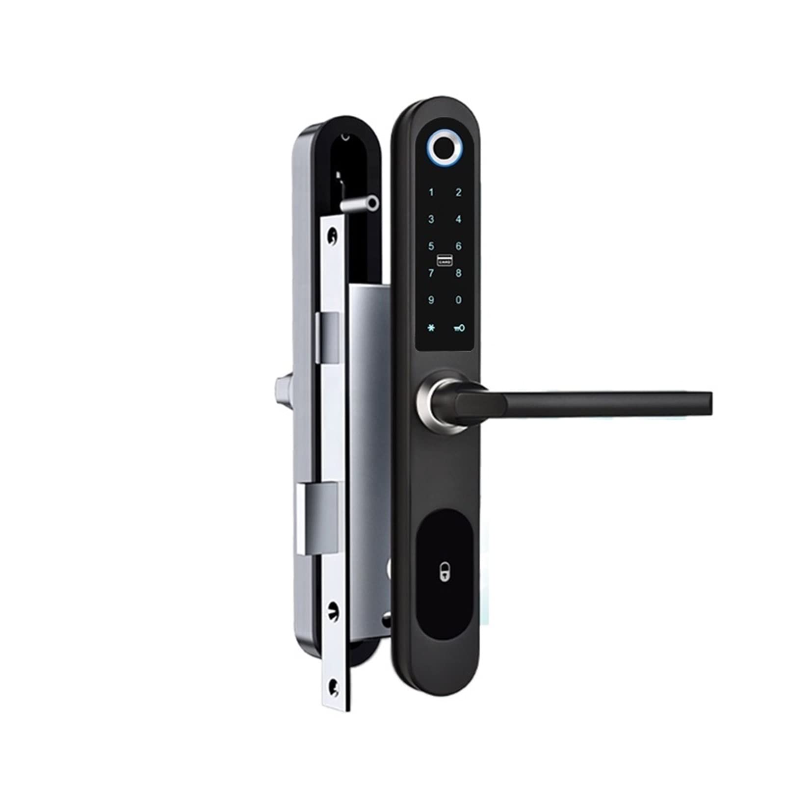 Smart Lock for Aluminum Patio Sliding Glass Doors - Tuya App Control, Keypad, Fingerprint & RFID Electronic Lock with Double Hooks Mortise (Round, 22 240 4585) - Perfect for Home Security, Vacation Rentals & Smart Home Integration