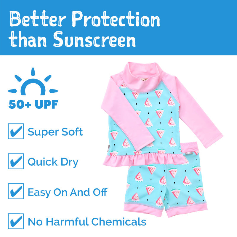 Jan & Jul Watermelon Print 2-Piece UV Protection Swimsuit for Kids - Perfect for Beach, Pool, and Summer Outdoor Activities