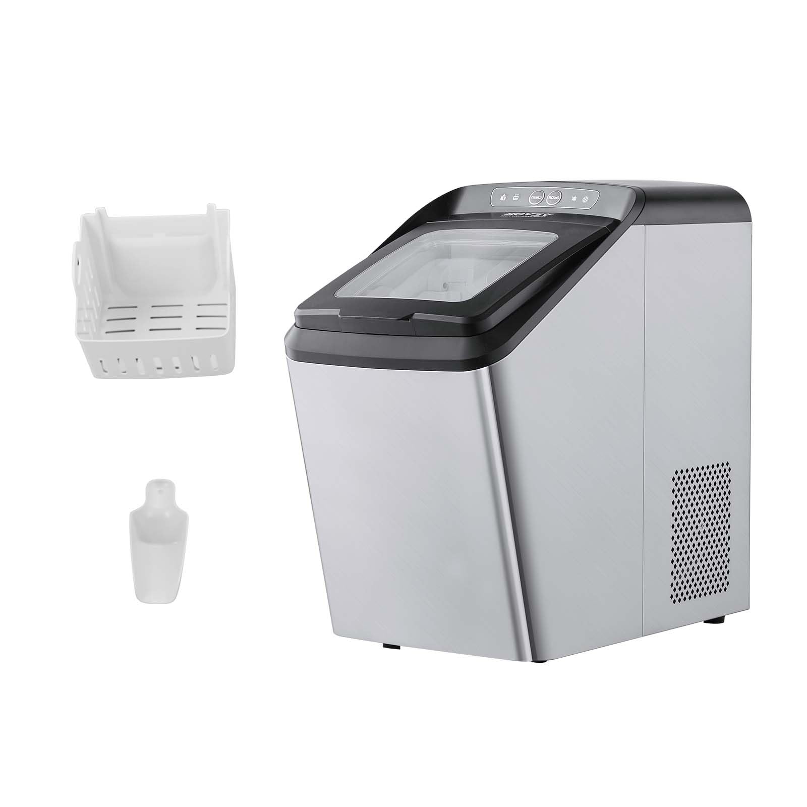 VEVOR 30lbs/24H Nugget Ice Maker with Self-Cleaning - Stainless Steel Chewable Pebble Ice Machine with Ice Scoop & Basket, Dual Water Refill - Perfect for Home, Office, Bars, Restaurants, and Parties