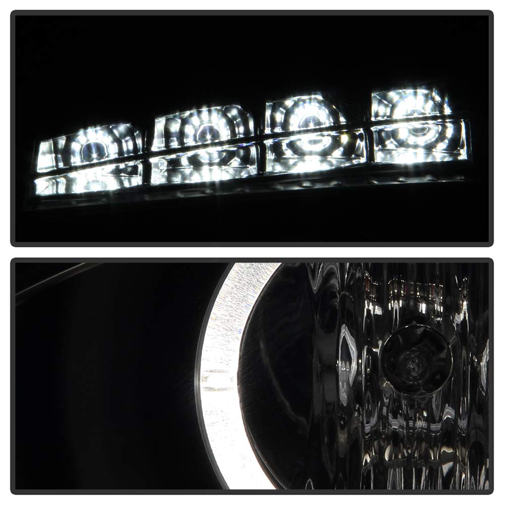 ACANII LED Halo Black Smoked Projector Headlights for 2004-2008 Pontiac Grand Prix - Driver & Passenger Side Headlamps - Upgrade Your Night Driving Visibility & Style