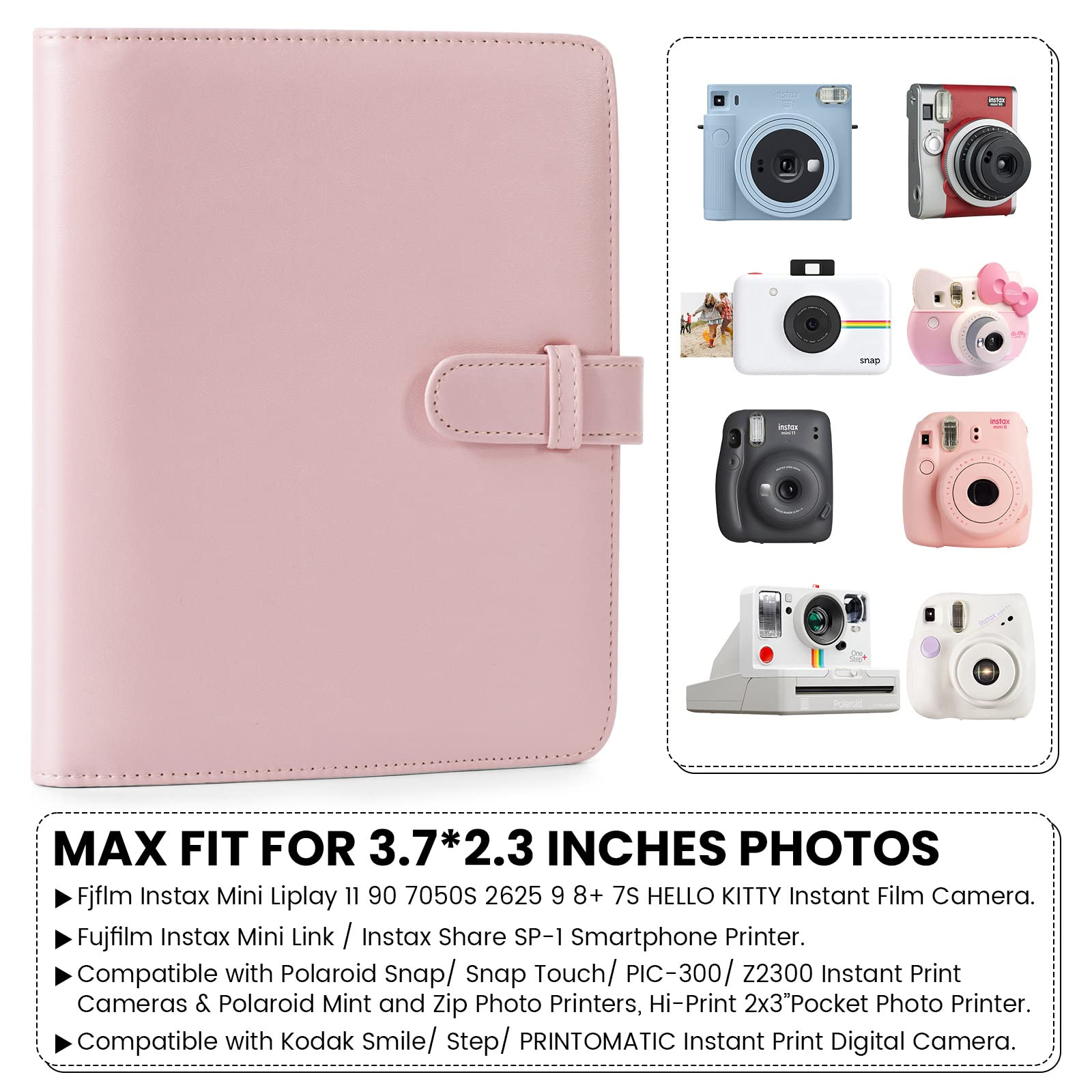 DUNSOO 256-Pocket Photo Album for Instax Mini & Polaroid Photos - Holds Fujifilm, Polaroid & Kodak Zinc Prints (95x63mm) - Perfect for Wedding, Travel & Family Memory Scrapbooking (Brown)