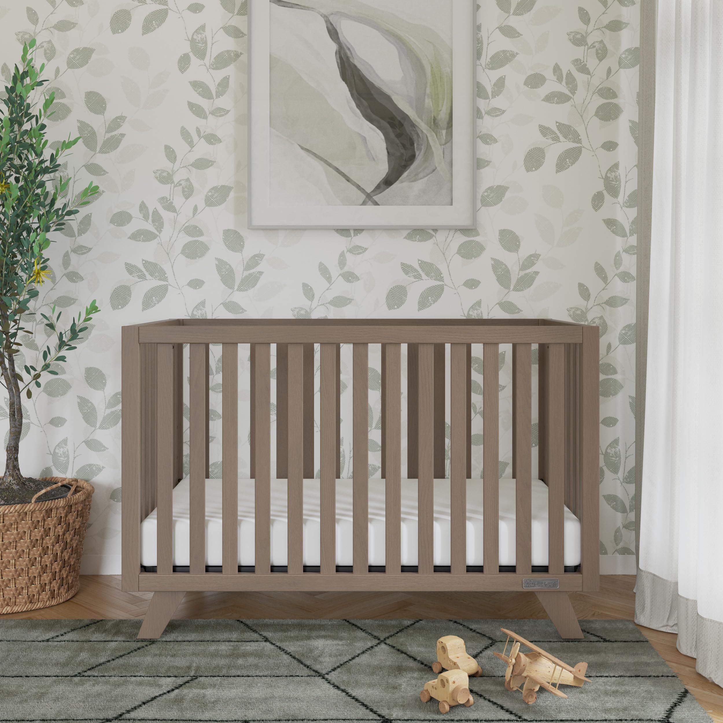 Child Craft SOHO 4-in-1 Convertible Crib - Convertible Baby Crib to Day Bed, Toddler Bed & Full Size Bed with 3 Adjustable Mattress Heights | Non-Toxic & Baby-Safe Finish in Dusty Heather | Perfect for Nursery, Bedroom Transition & Growing Families