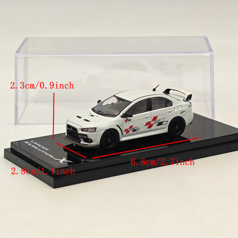 1/64 Mitsubishi Lancer Evolution X RALLIART White Pearl Diecast Model Car - Limited Edition Collectible for Car Enthusiasts & Hobby Japan Collection - Perfect for Display, Gifts & Racing Scenes