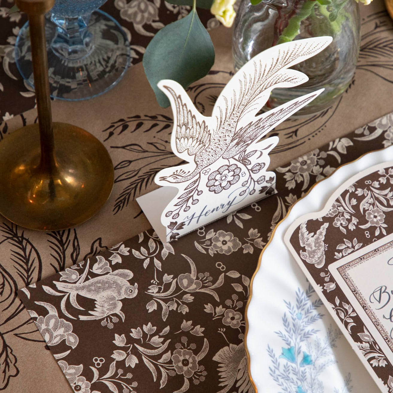 Elegant Brown Peacock Placemats Set of 6 - Waterproof & Heat Resistant Table Mats for Dining, Kitchen, Party Decor - Regal Peacock Design for Home & Restaurant Use