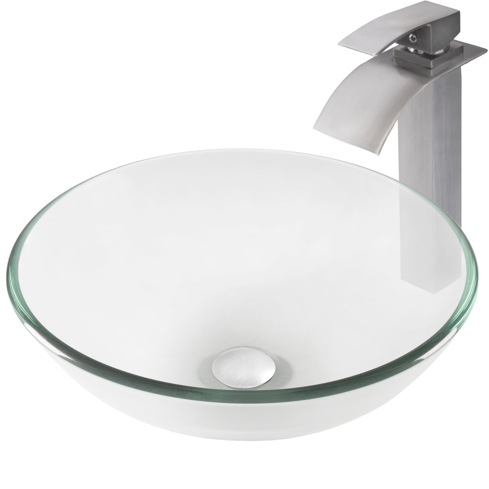 Novatto NSFC-8048136BN Modern Bathroom Sink with Drain & Faucet - White Porcelain Drop-in Vanity Sink for Bathroom Remodeling, Powder Room & Guest Bath Installation