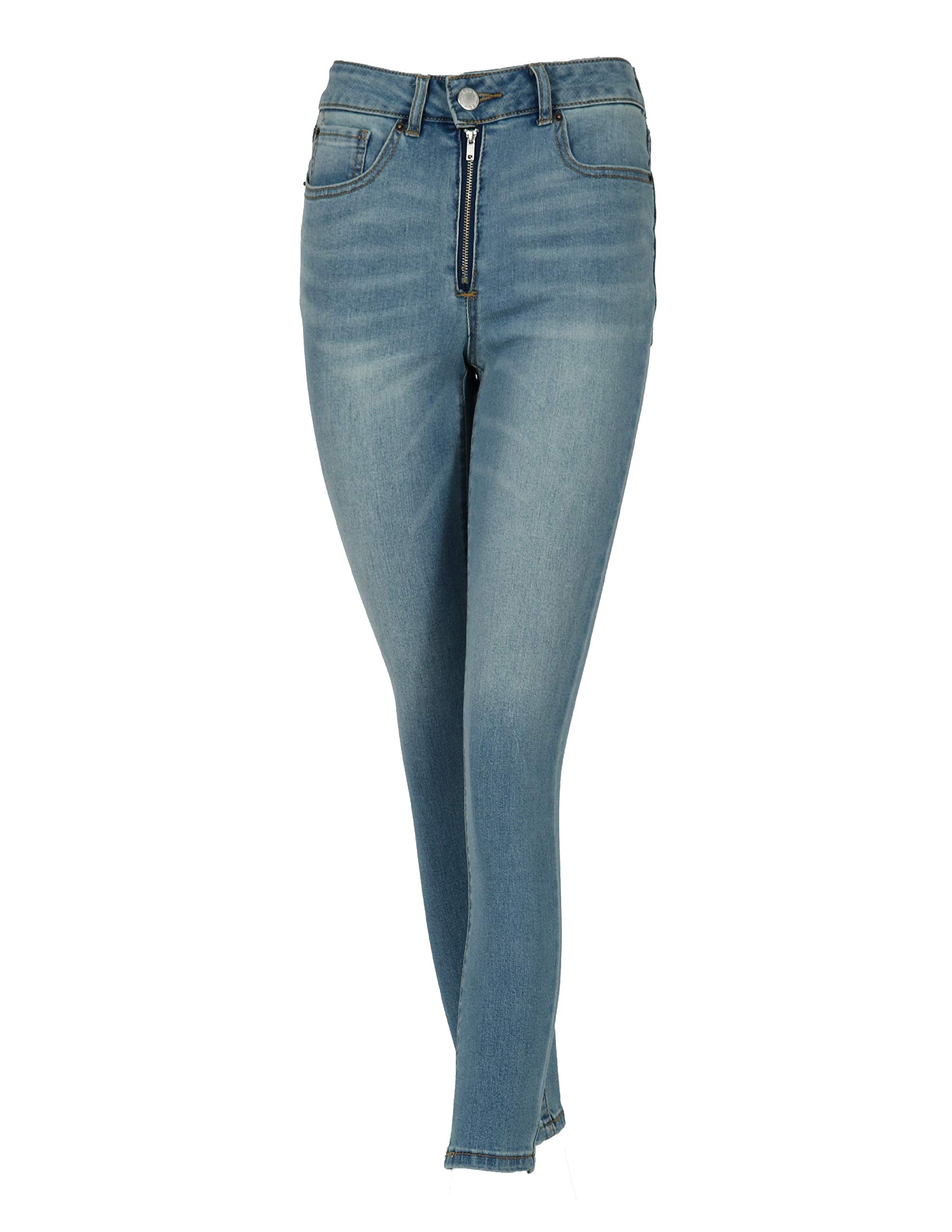 Women's High Rise High Waist Exposed Zipper Denim Ankle Skinny Jeans - Stretchy Slim Fit for Casual Outfits & Night Out | Perfect for Date Nights, Workwear & Everyday Fashion