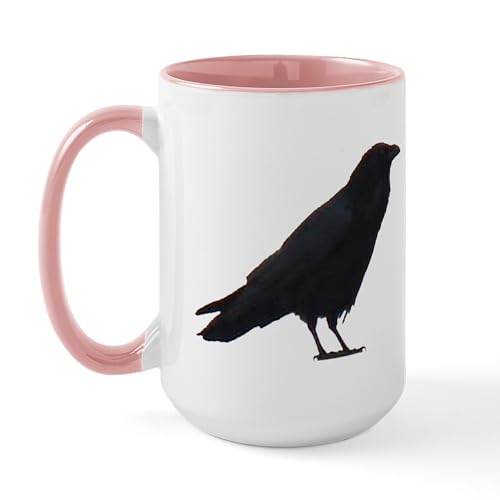White/Pink Inside - Crow Pair Large Mug