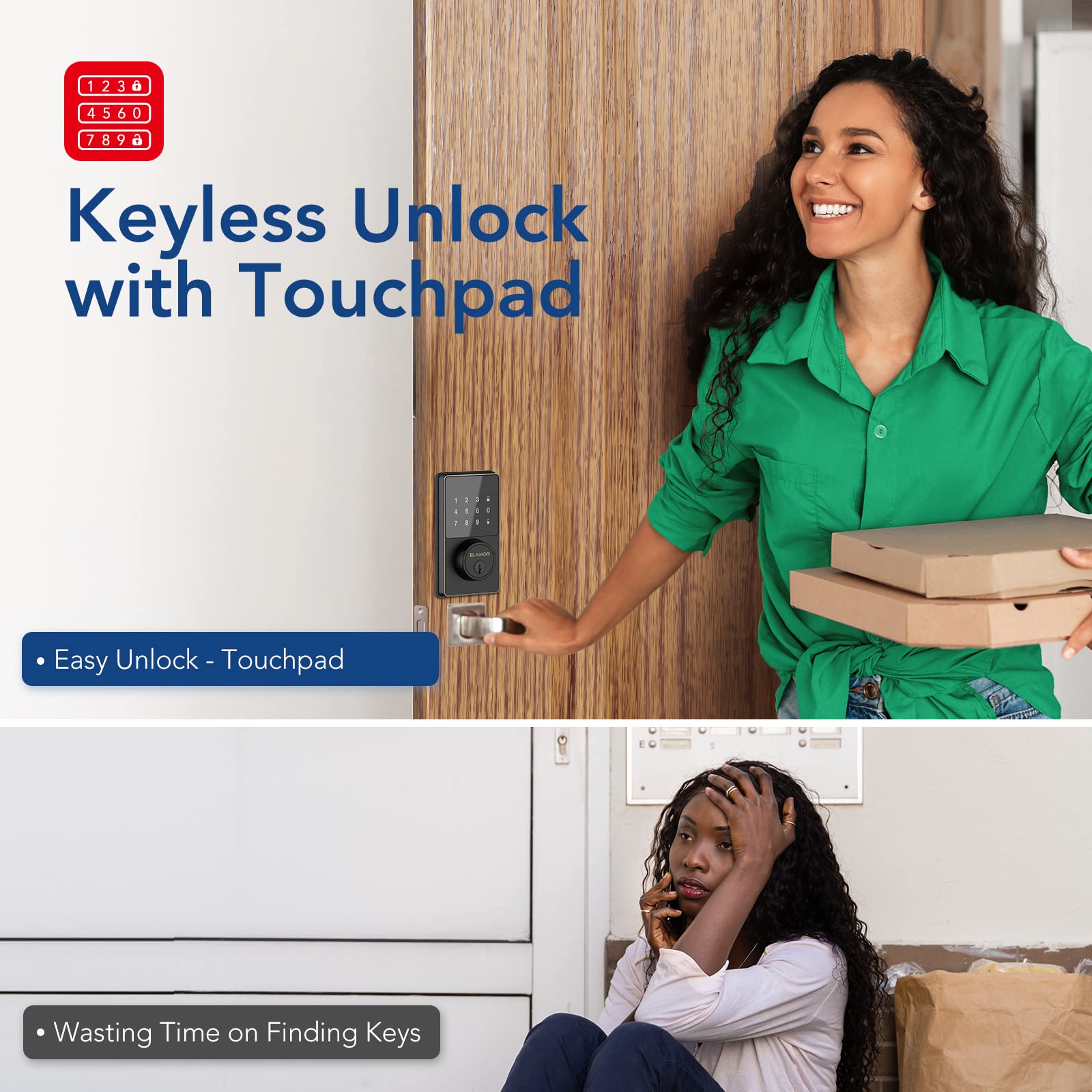 Smart Bluetooth Door Lock - Keyless Entry Touchscreen Keypad, Easy Installation, App Control & Multi-User Codes, Waterproof Electronic Deadbolt for Enhanced Home Security | Perfect for Front Doors, Apartments & Vacation Rentals