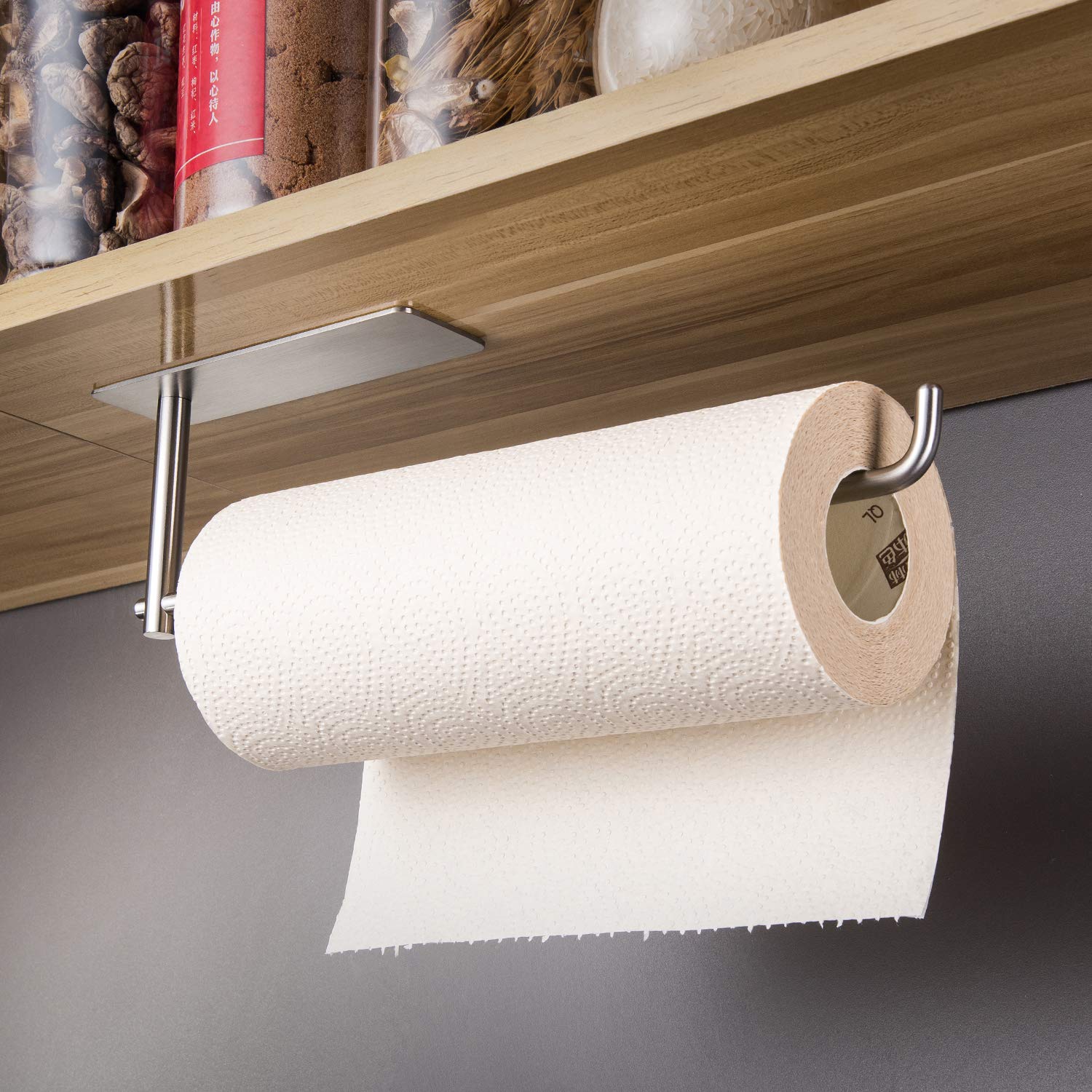 Self-Adhesive Paper Towel Holder - Stainless Steel Wall Mount Towel Dispenser for Kitchen, Bathroom & Office | SUNTECH SUS304 Stick-On Design