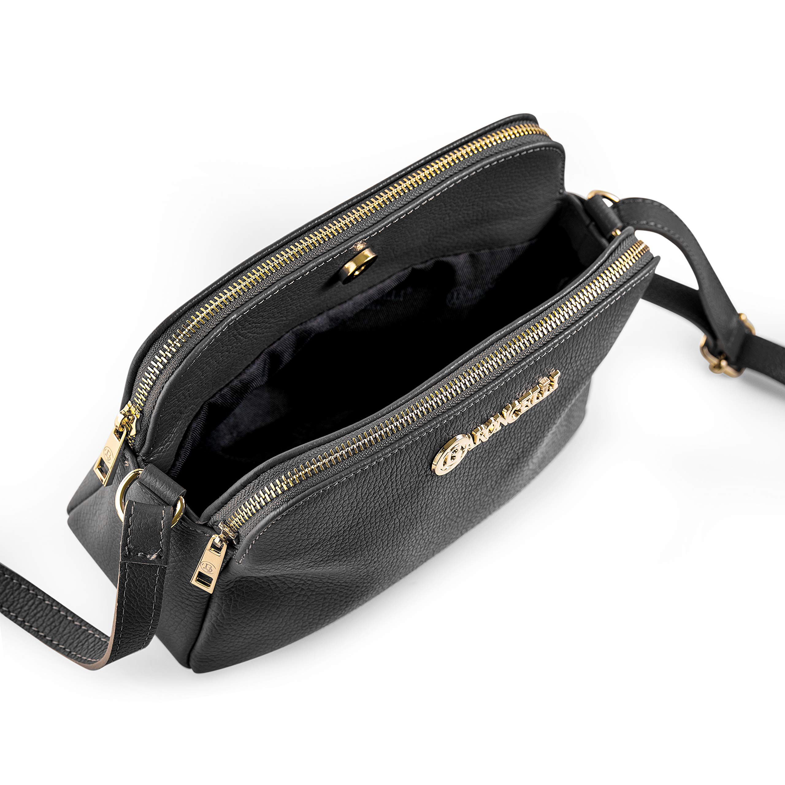 Baroncelli Italian Genuine Leather Crossbody Bag with Long Stripe - Stylish & Durable Handmade in Italy - Perfect for Women's Daily Use, Travel & Fashion Accessories