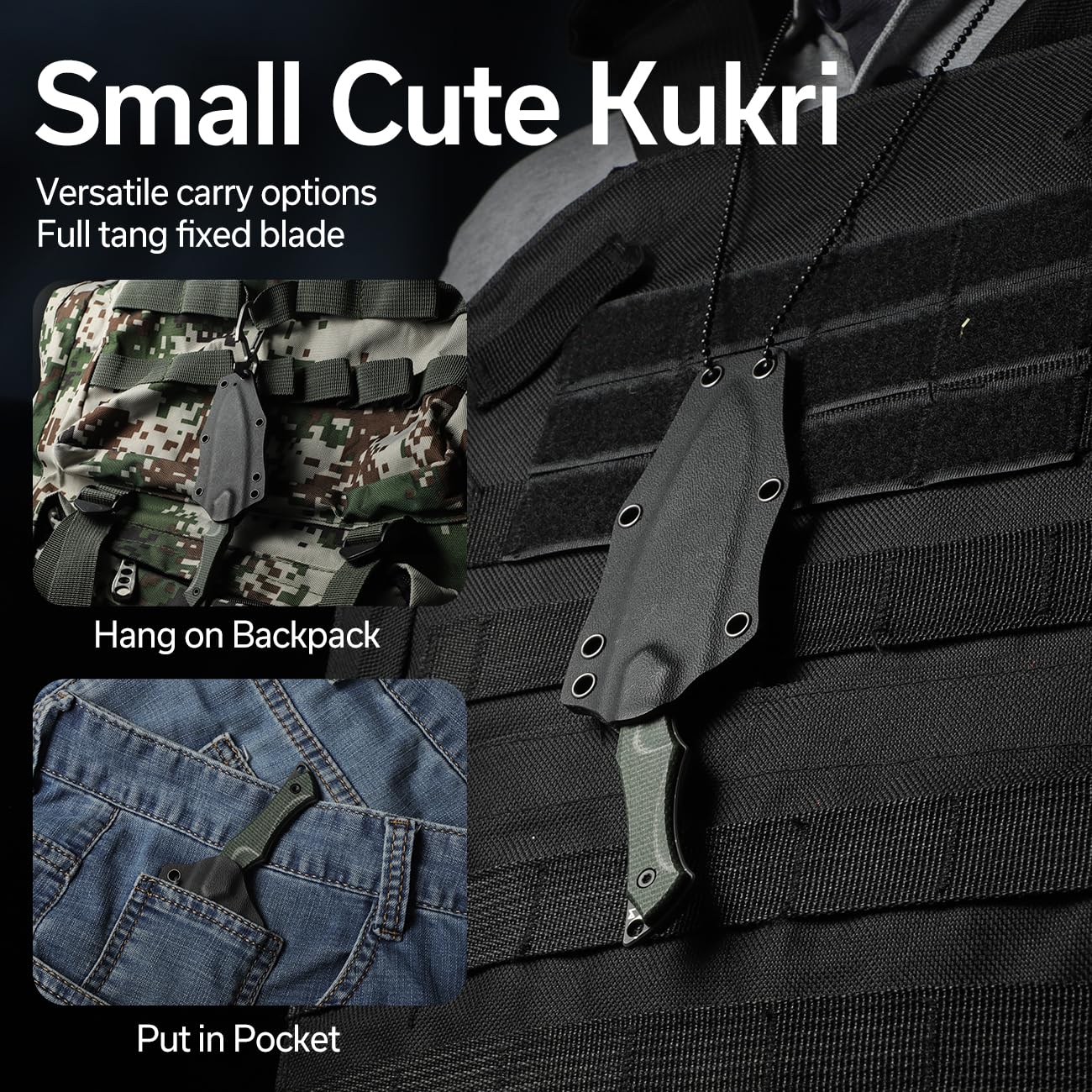 CIVIVI Vaquita II Fixed Blade Knife - EDC Tactical Knife for Outdoor Camping, Hunting & Survival Gear | High Carbon Steel with Sheath