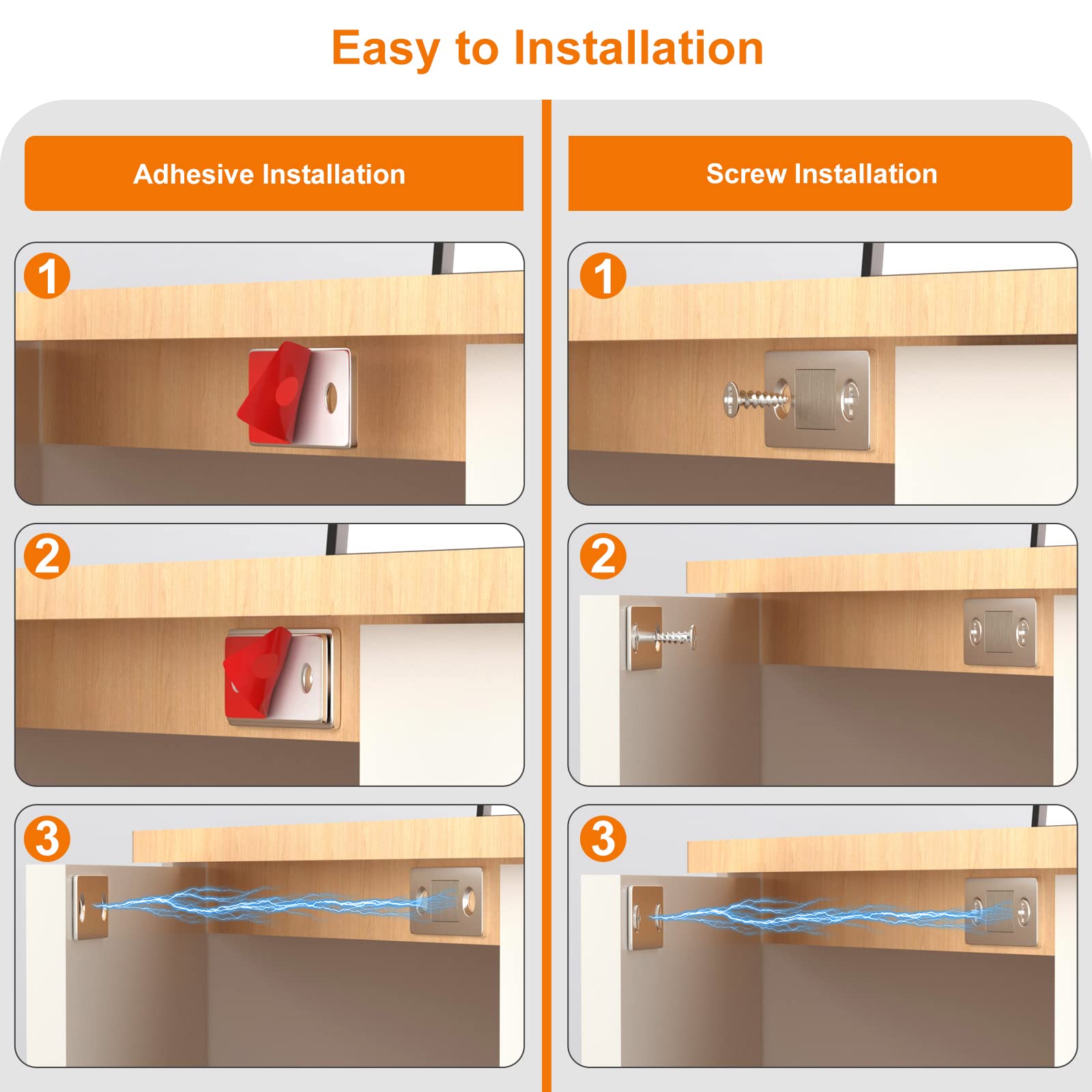 8 Pack Stainless Steel Ultra Thin Magnetic Cabinet Catch - Drawer & Closet Door Latch for Kitchen, Sliding Doors - Strong Magnetic Closure for Secure & Quiet Closing (Ideal for Cabinets, Wardrobes, Furniture)