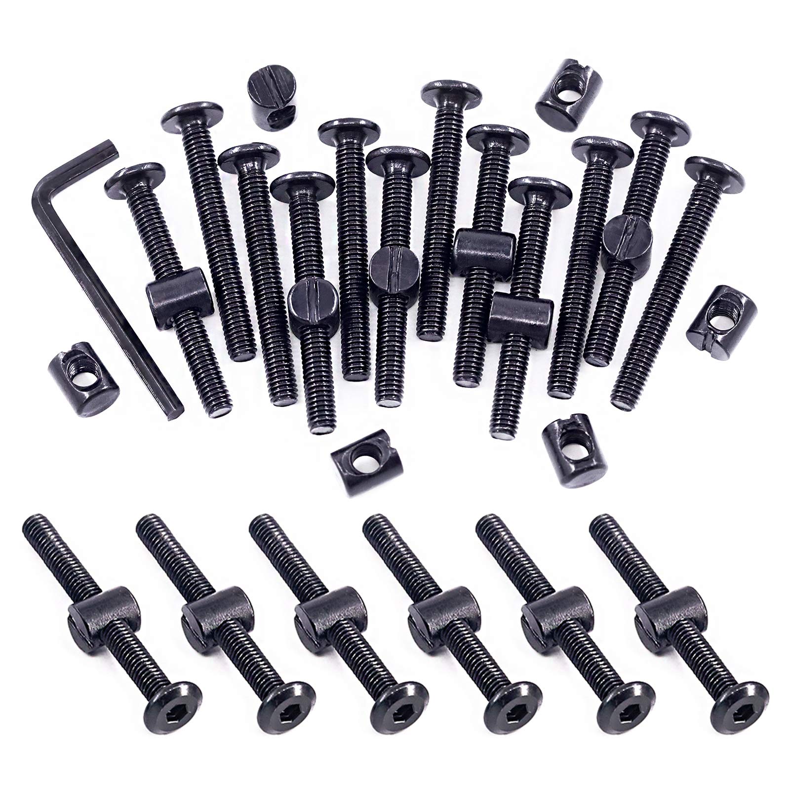 Swpeet 51Pcs M6x55mm Crib Screws with Allen Wrench - Perfect for Baby Beds & Furniture Assembly