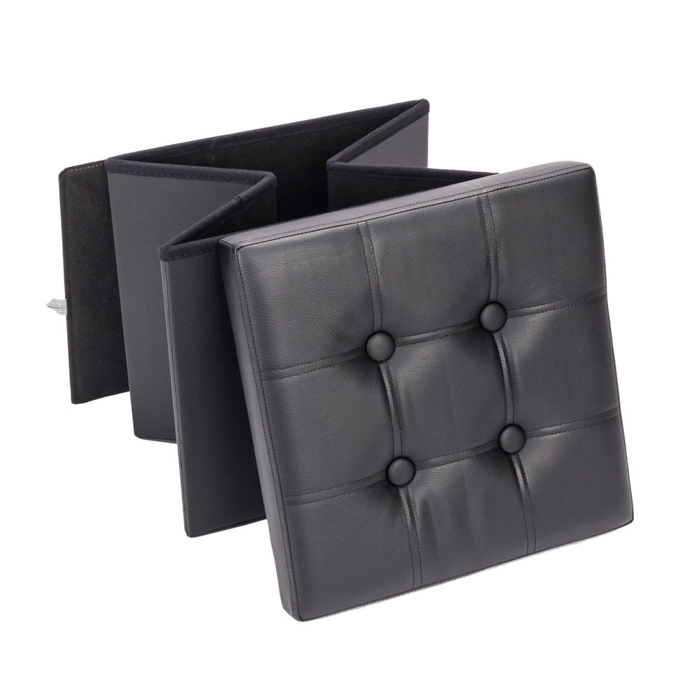 Faux Leather Storage Ottoman Bench with Shoe Storage - Foldable Foot Rest Stool, Multi-Functional Ottoman Cube for Living Room, Bedroom & Entryway - Perfect for Shoes, Blankets & Home Organization