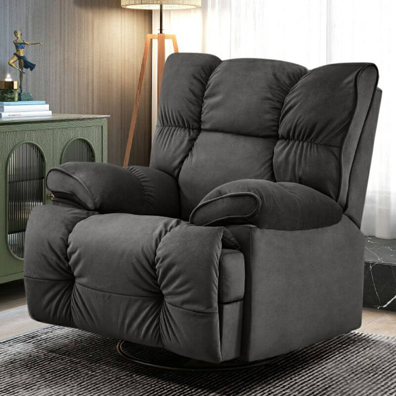 Tufted Flannel Upholstered Rocking Chair with Black Metal Legs - Modern Stylish Comfortable Nursery Living Room Accent Chair for Home Decor & Relaxation