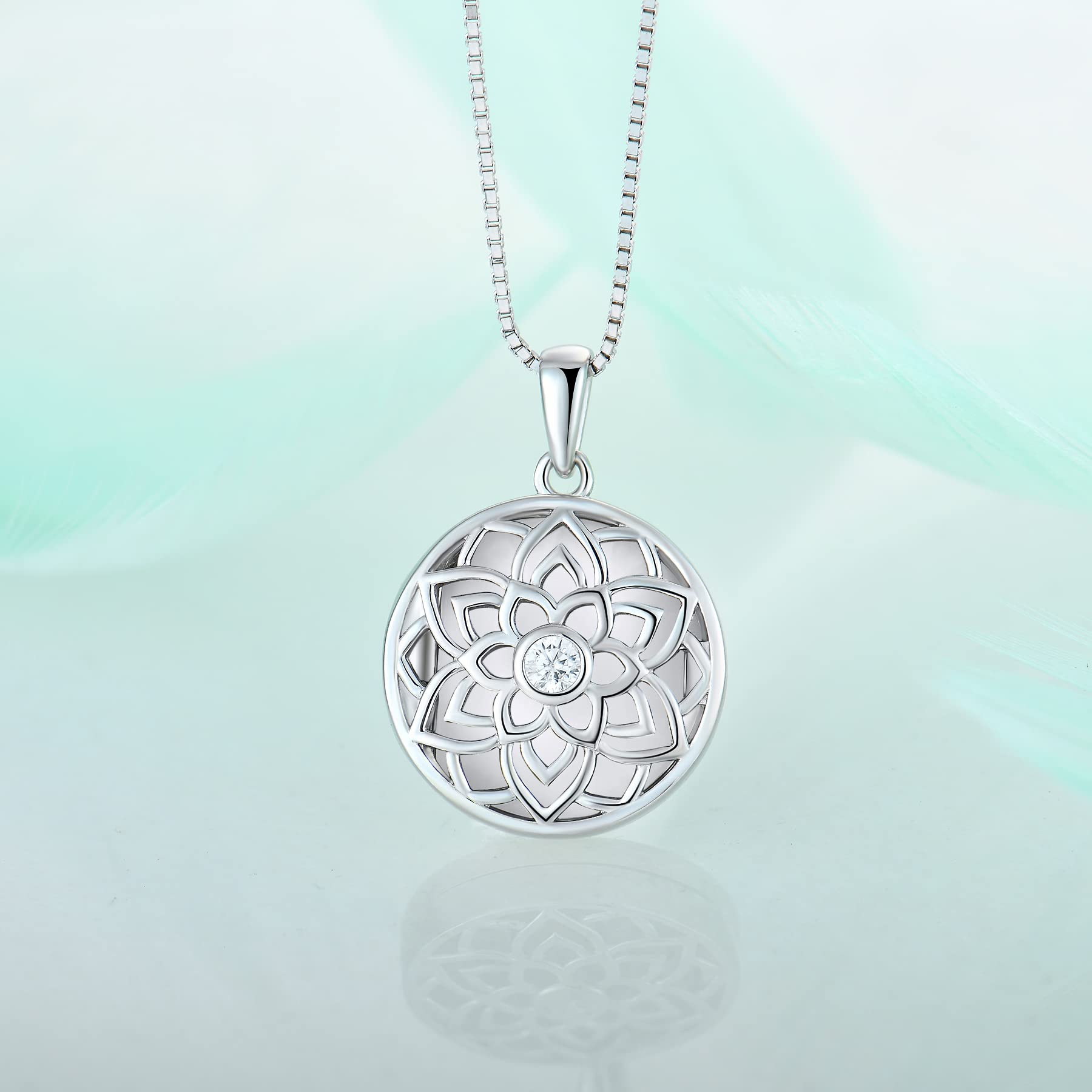STARCHENIE Lotus Locket Pendant Necklace for Women - 925 Sterling Silver 18 Inch Chain - Elegant Jewelry Gift for Birthday, Anniversary & Special Occasions