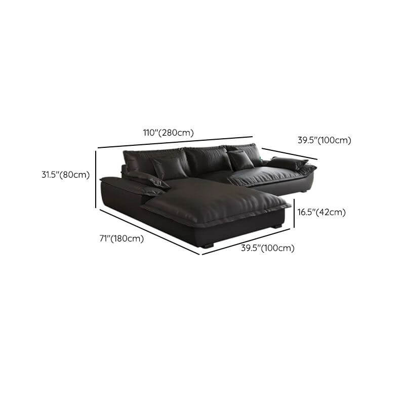 Modern L-Shaped Sectional Sofa with Chaise Lounge in Black - Sturdy Concealed Support - Perfect for Living Room, Home Theater, and Small Spaces