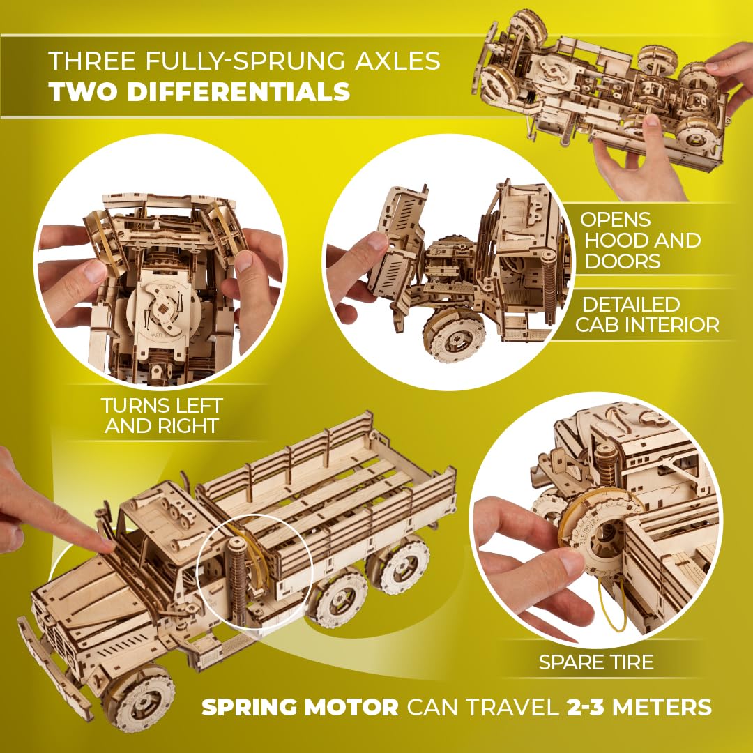 UGEARS 3D Wooden Cargo Truck Puzzle Kit for Adults & Teens - DIY Mechanical Model Building Toy for Men - Perfect STEM Educational Gift for Hobbyists & Collectors - Great for Home Decoration, Office Display & Stress Relief Activities