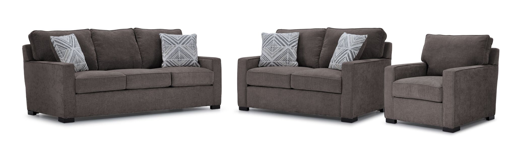 Charlotte Sofa, Loveseat and Chair Set in Pewter Gray - Perfect for Living Room, Lounge & Family Room Decor