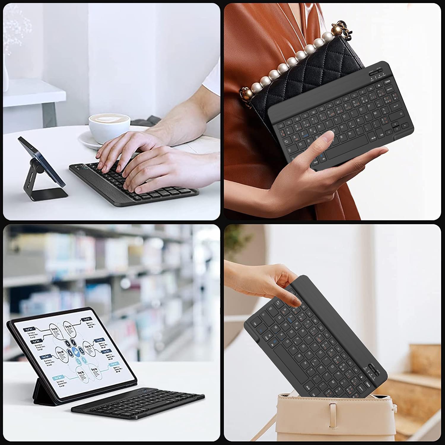 Nanhent Bluetooth Keyboard - Slim 10-Inch Wireless Keyboard for iPad, iPad Pro, iPad Air, Mac, Android Tablets (Samsung Galaxy, Xiaomi, Redmi, Huawei) - Lightweight Portable Design for Work, Study & Travel