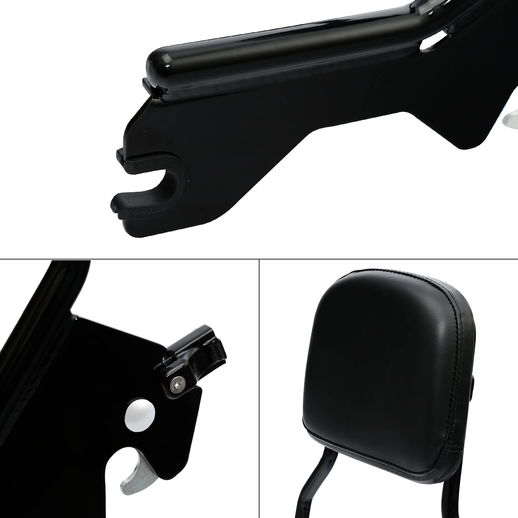 TCT-MOTORPARTS Upright Sissy Bar Backrest for Harley Sport Glide, Low Rider S, FXLR, FXLRS, FLSB (2018-2025) - Comfortable Rear Support for Long Rides & Passenger Safety