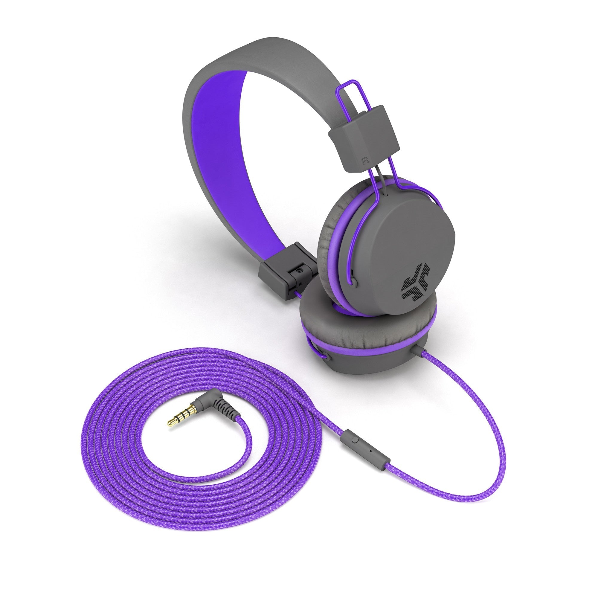 JBuddies Studio On-Ear Wired Headphones for Kids - Graphite/Violet - Lightweight & Durable for School, Travel, and Online Learning