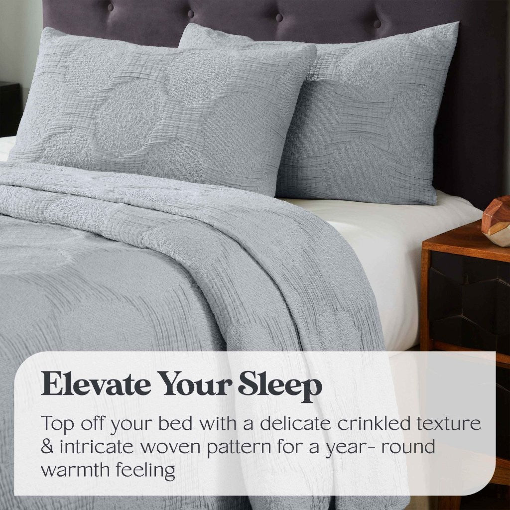 Tanta Cotton Medium Weight Crinkle Woven Coverlet - Soft & Breathable Bedspread for All Seasons | Perfect for Bedroom Decor, Guest Rooms & Cozy Home Styling
