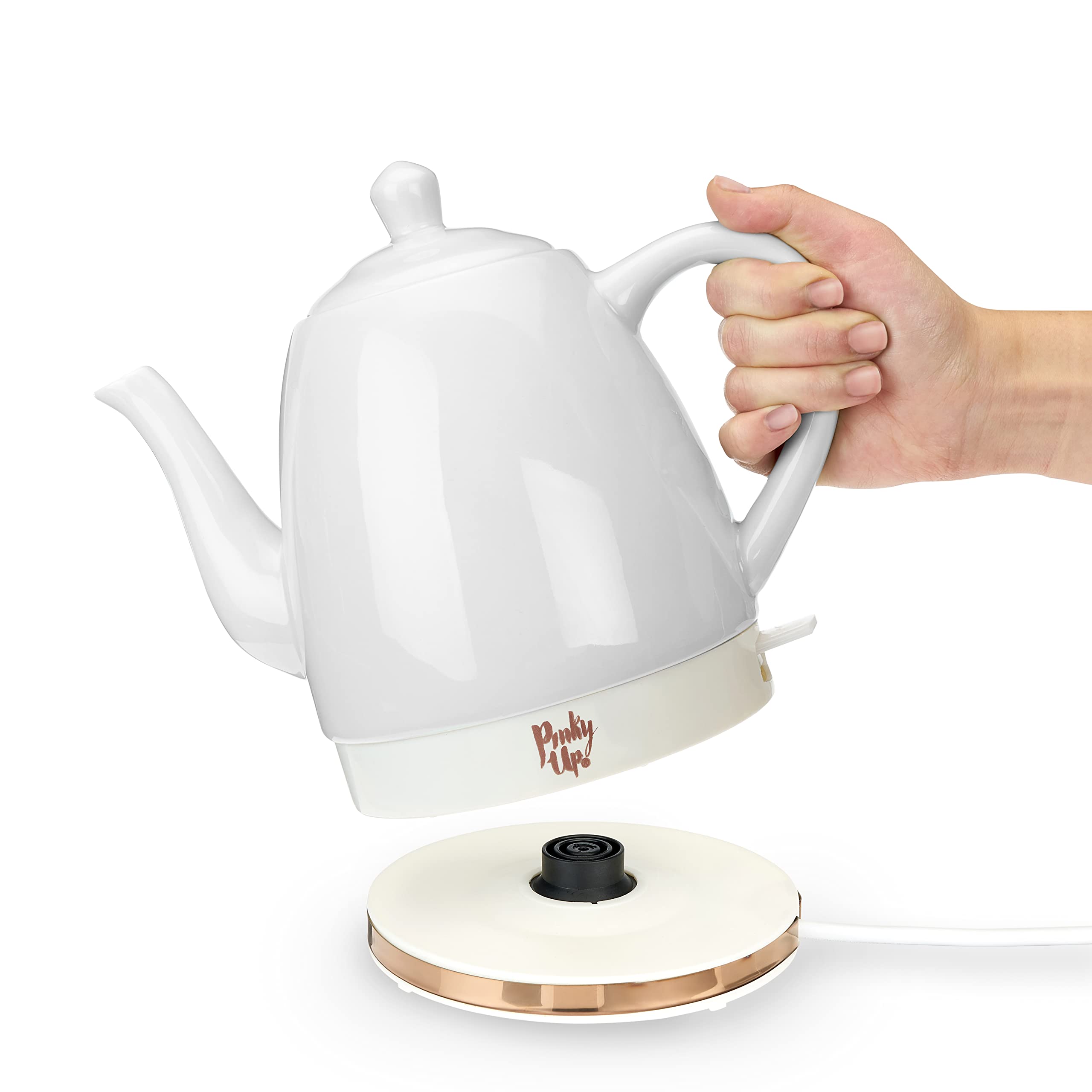 Premium Pink Up Noelle 1.5L Electric Gooseneck Kettle - Fast Boiling Ceramic Tea Kettle with Auto Shut-Off & Cordless Design - Perfect for Pour Over Coffee, Tea Brewing & Hot Water Dispensing - Ideal for Home, Office & Kitchen Use
