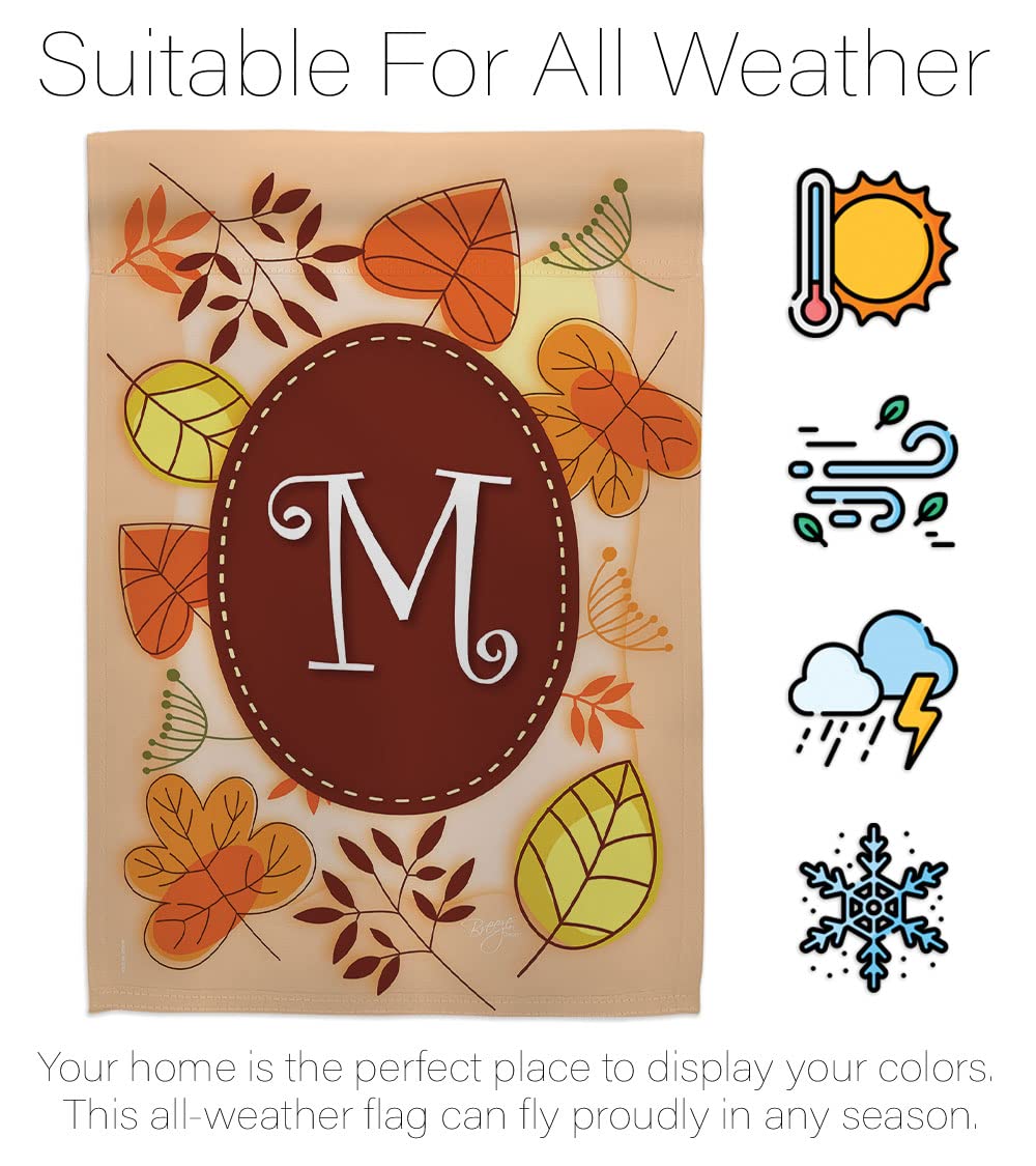 Breeze Decor M Initial Fall Harvest Vertical Kit - House & Garden Flags for Autumn Decor