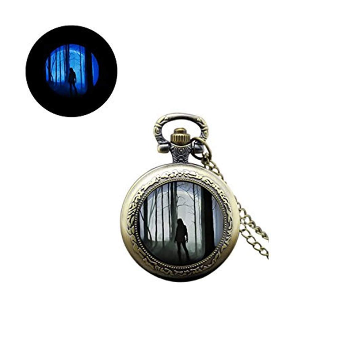 Glowlala Glowing Pocket Watch Necklace - Forest Theme Glow in the Dark Pendant for Women, Gothic Style Light-Up Watch Necklace - Perfect for Halloween, Cosplay, and Unique Gift Giving