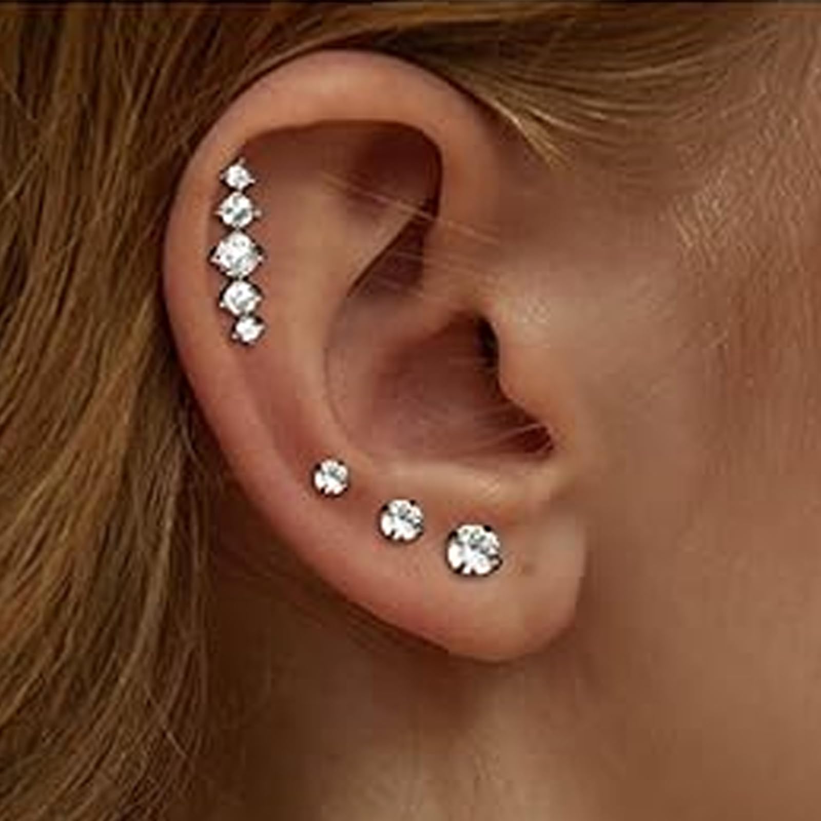 AVYRING Disposable Ear Piercing Gun Kit - 316L Surgical Stainless Steel with Colored CZ Mixed Shapes - 4mm CZ Stud Self Ear Piercer Tool for Home Use - Perfect for First Ear Piercing, Gifts & DIY Beauty Care