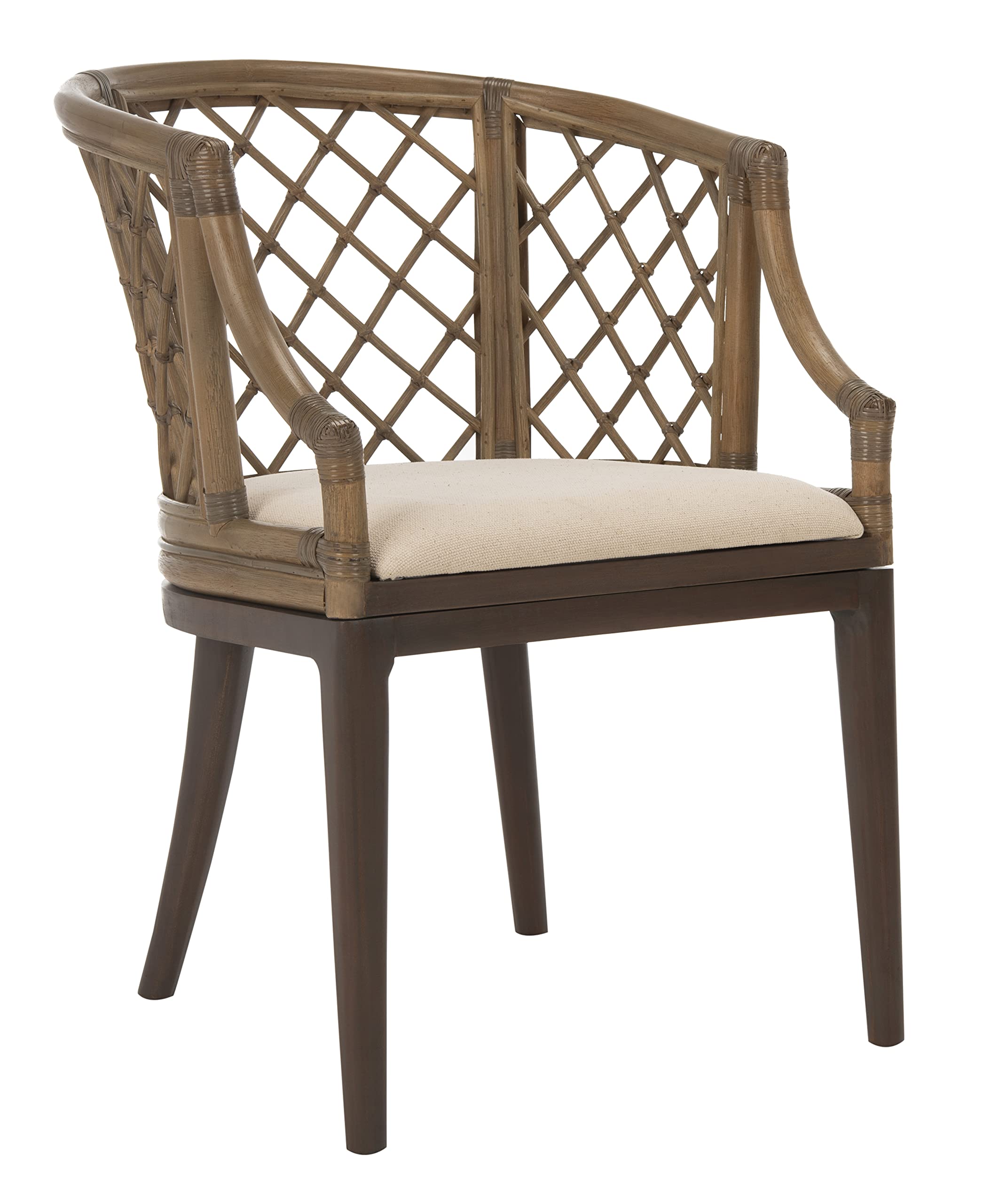 Safavieh Home Collection Carlotta Arm Chair in Griege - Modern Upholstered Accent Chair for Living Room, Bedroom & Office Decor