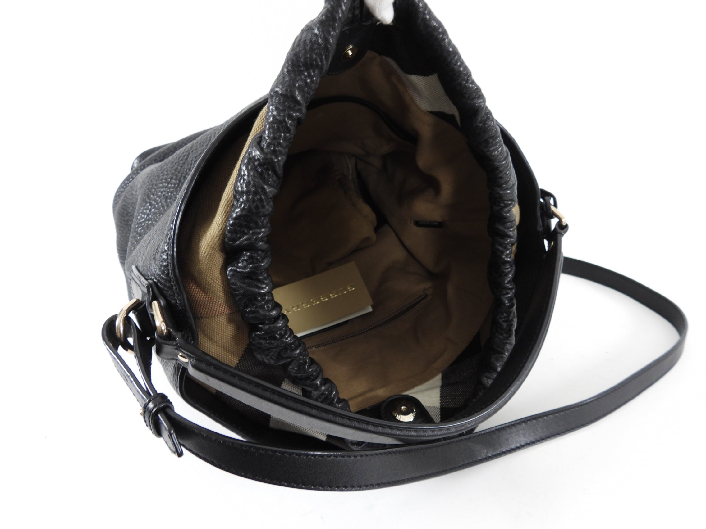 Burberry Medium Black Grained Leather Ashby Hobo Bag for Women | Luxury Shoulder Handbag | Perfect for Work, Travel & Everyday Use