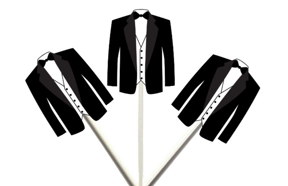 Elegant Tuxedo Cupcake Toppers - 12 Pack for Wedding, Birthday & Party Decorations
