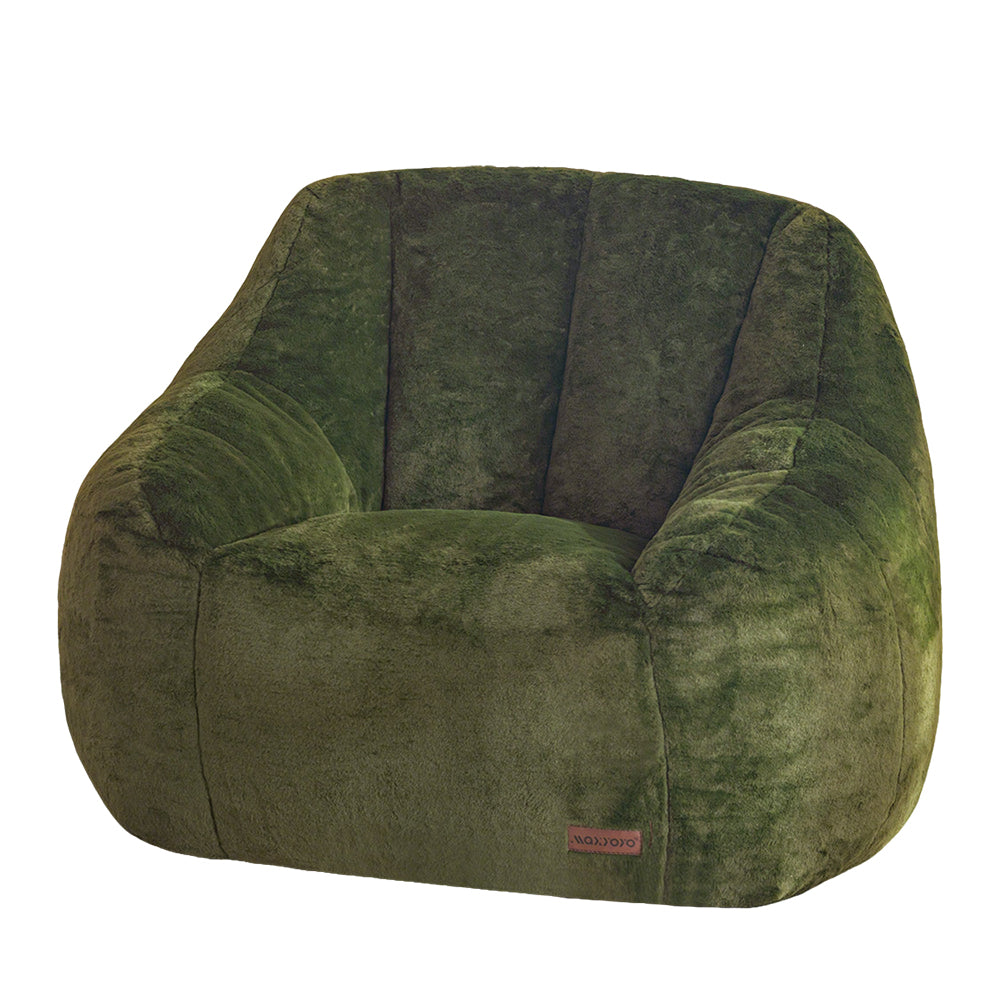 MAXYOYO Faux Fur Oversized Bean Bag Chair with High Backrest - Green Comfortable Lounge Chair for Living Room, Bedroom & Game Room Relaxation