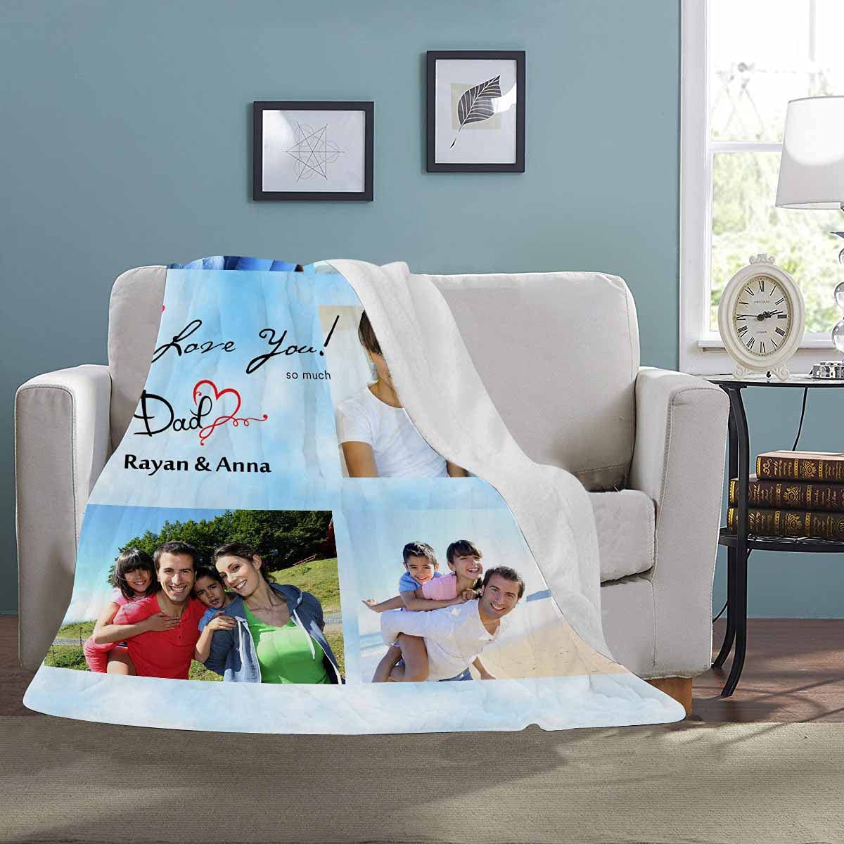 **Personalized Photo Blanket for Dad - Custom Father's Day Gift with Picture - 40