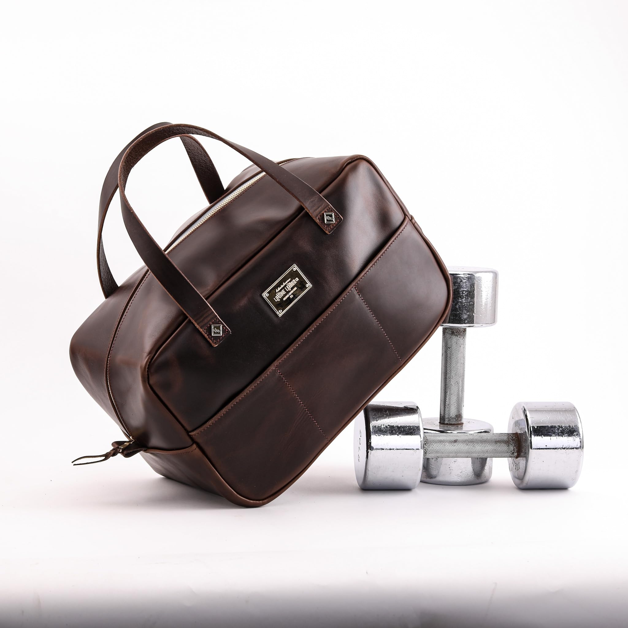 Premium Leather Gym Bag for Men - Waterproof Duffle Bag for Travel, Workout & Overnight Trips - Ideal Carry-On Luggage & Fitness Gift for Boyfriend/Husband - Perfect for Gym, Business Travel & Weekend Getaways