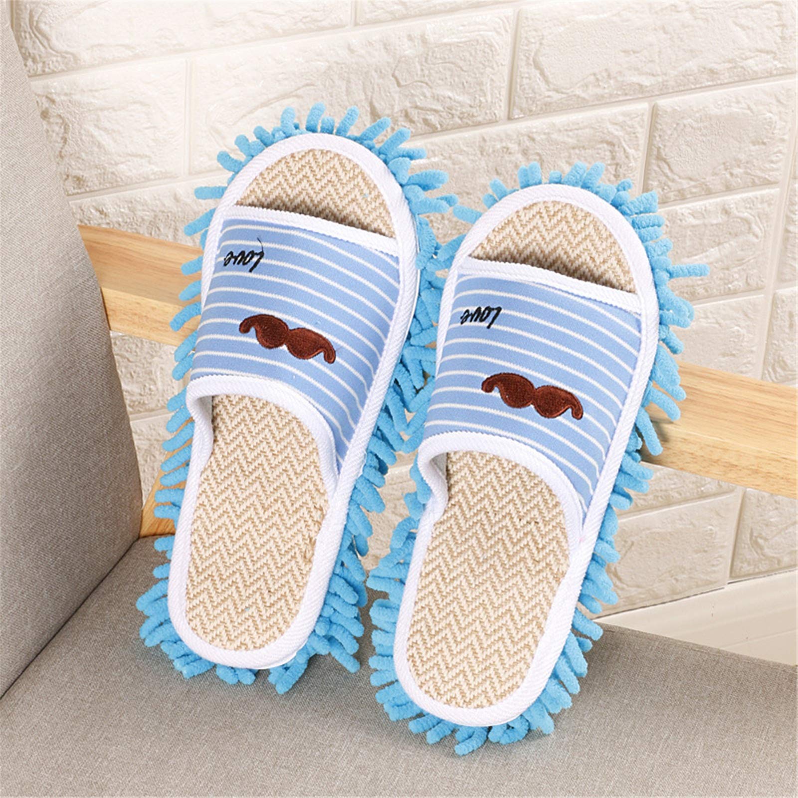 **2 Pairs of Mop Slippers for Home Cleaning – Soft, Wear-Resistant Unisex Floor Cleaning Slippers (Blue, Medium) – Perfect for Quick & Easy Floor Mopping**