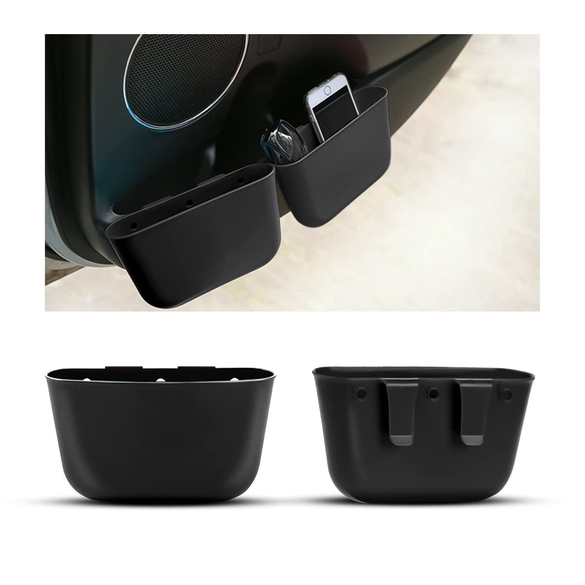 Fekey&JF 2-Pack Mini Hanging Car Trash Can - Waterproof Plastic Auto Garbage Bin with Leakproof Design - Small Vehicle Organizer for Sedan, SUV, Truck - Perfect for Road Trips, Commuting & Car Interior Storage