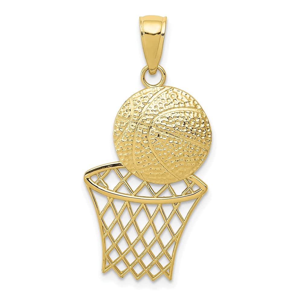 10K Yellow Gold Basketball Net Pendant - 31mm x 16mm Diamond2Deal | Elegant Jewelry Gift for Basketball Players & Fans | Perfect for Games, Graduation & Special Occasions