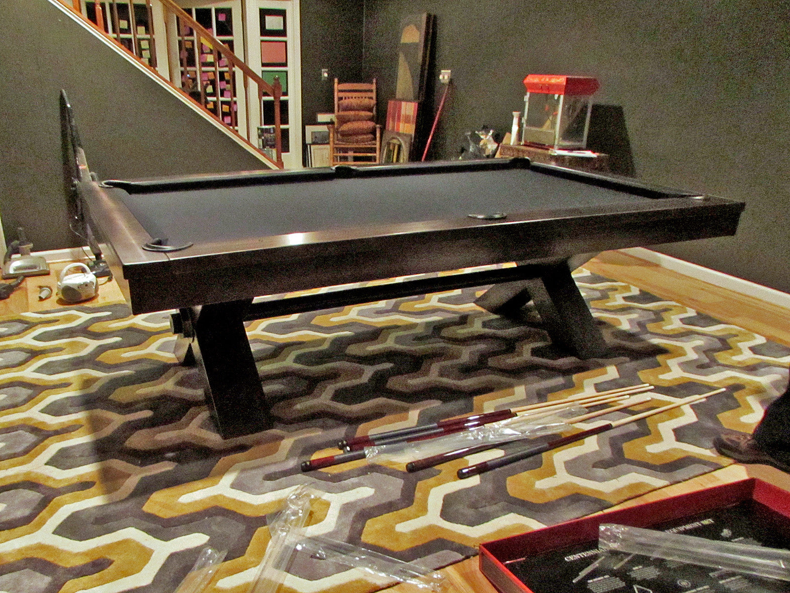 Premium Plank and Hide Vox Pool Table - Professional 8ft Billiard Table for Home Game Room, Bar & Man Cave - Perfect for Family Entertainment and Competitive Play