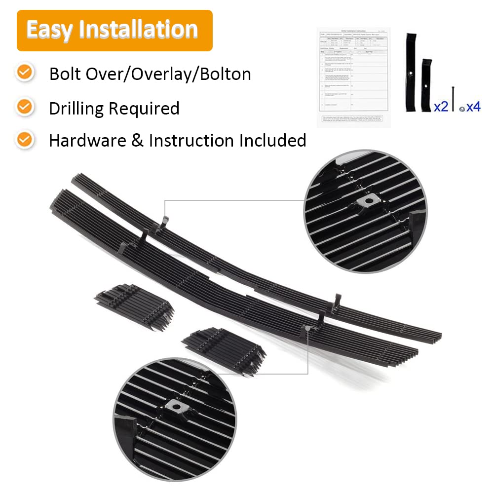 Black Front Billet Grille Insert Combo for 2007-2014 Chevy Tahoe, Suburban & Avalanche (Excludes Z71) - Upgrade Your Truck's Style & Protection for Off-Road & Daily Driving
