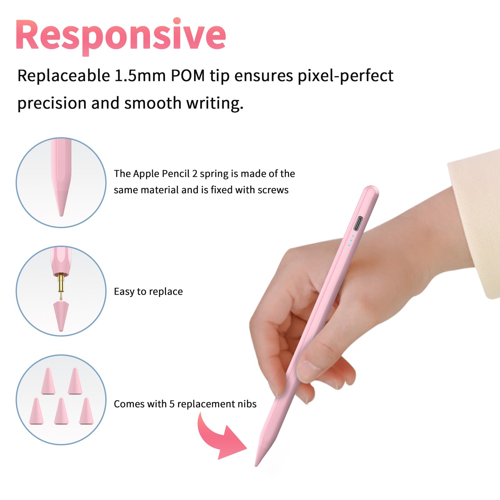 Premium Stylus Pen for iPad (2024-2018 Models) - Fast 30-Min Charge, Tilt Sensitivity, Palm Rejection & Magnetic Attachment - Compatible with iPad 10/9/8/7/6, Air 3/4/5/11/M2, Mini 5/6, Pro 12.9/11/13-Inch M4 - Perfect for Digital Art, Note-Taking & Professional Design Work
