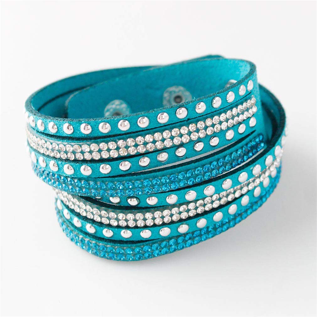 YAZILIND Leather Wrap Bracelets for Women - Rhinestone & Multicolor Bead Cuff Bangle, Layered Charm Bracelet | Boho Jewelry for Casual Wear, Parties & Gift Giving